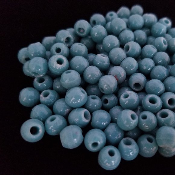 108+ Turquoise & Green Ceramic BEADS LOT Round 6 mm NEW bundle set - Picture 2 of 8
